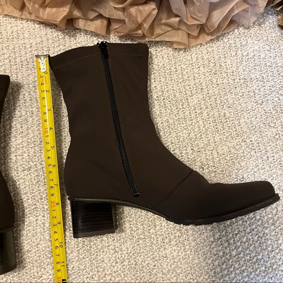 Ara Gor-Tex Brown Inner Zipper Fabric Water Proof Square Toe Heeled Boot… - Picture 4 of 11